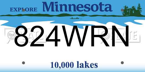 824WRN Minnesota License Plate