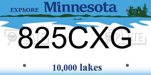 825CXG Minnesota License Plate