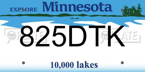 825DTK Minnesota License Plate