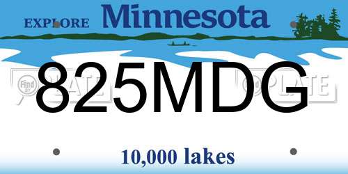 825MDG Minnesota License Plate