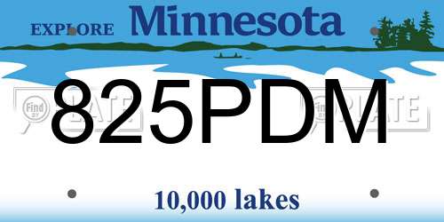 825PDM Minnesota License Plate