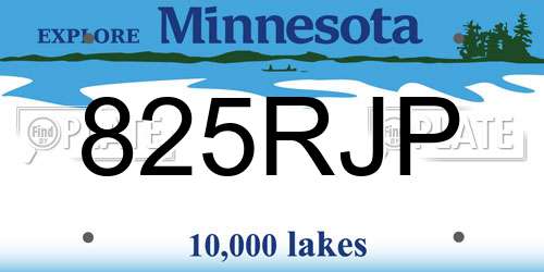 825RJP Minnesota License Plate