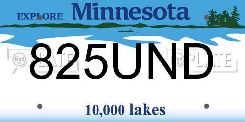 825UND Minnesota License Plate