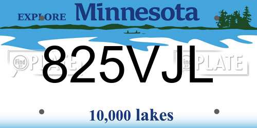 825VJL Minnesota License Plate