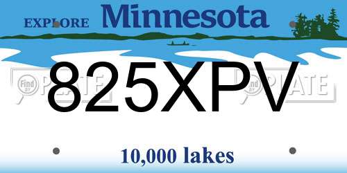 825XPV Minnesota License Plate