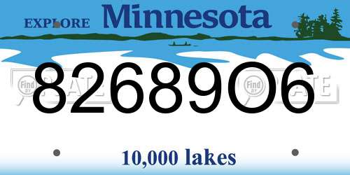 82689O6 Minnesota License Plate