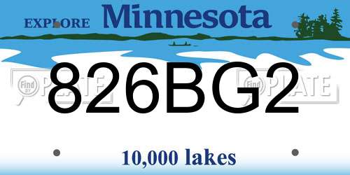 826BG2 Minnesota License Plate