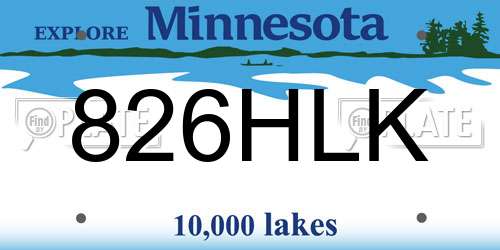 826HLK Minnesota License Plate