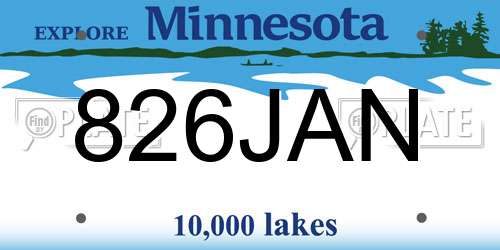 826JAN Minnesota License Plate
