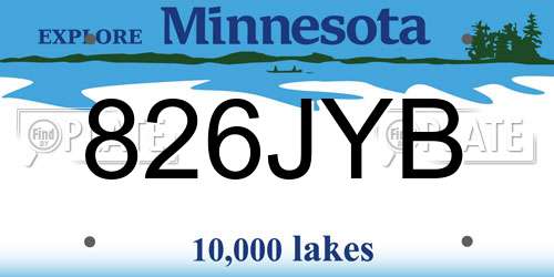 826JYB Minnesota License Plate