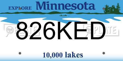 826KED Minnesota License Plate