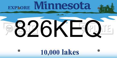 826KEQ Minnesota License Plate