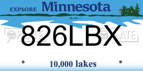 826LBX Minnesota License Plate