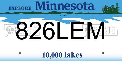 826LEM Minnesota License Plate