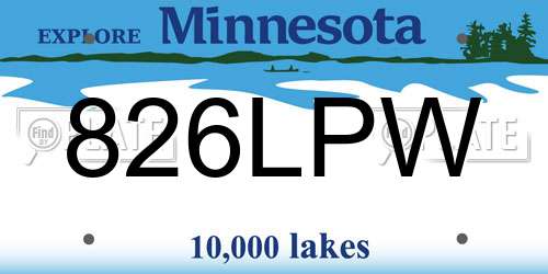 826LPW Minnesota License Plate