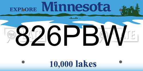 826PBW Minnesota License Plate