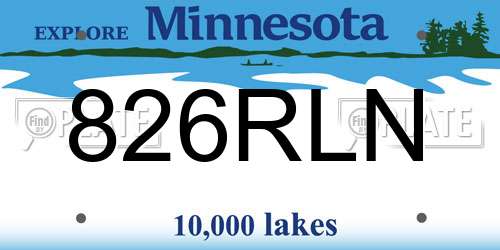 826RLN Minnesota License Plate