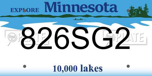 826SG2 Minnesota License Plate