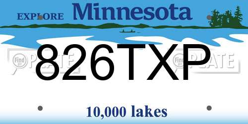 826TXP Minnesota License Plate