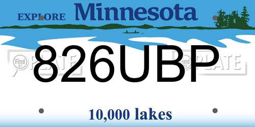 826UBP Minnesota License Plate