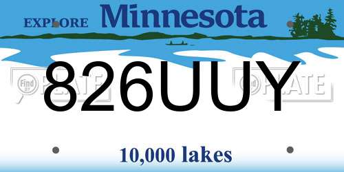 826UUY Minnesota License Plate