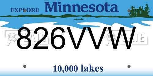 826VVW Minnesota License Plate