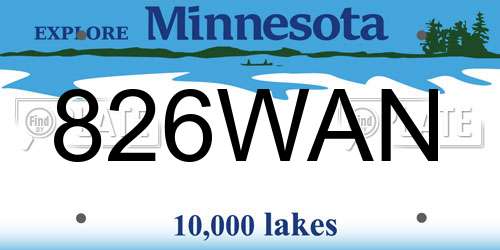 826WAN Minnesota License Plate