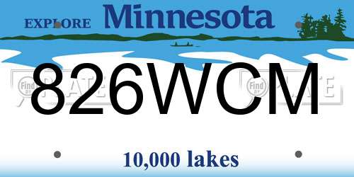 826WCM Minnesota License Plate