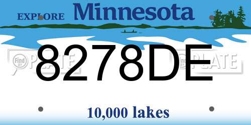 8278DE Minnesota License Plate