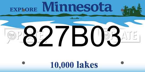 827B03 Minnesota License Plate