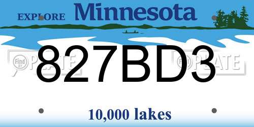 827BD3 Minnesota License Plate