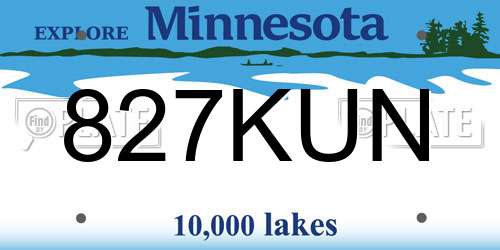 827KUN Minnesota License Plate