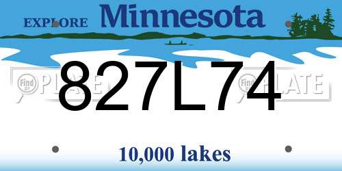 827L74 Minnesota License Plate