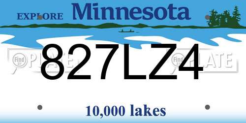 827LZ4 Minnesota License Plate