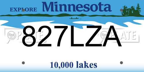 827LZA Minnesota License Plate
