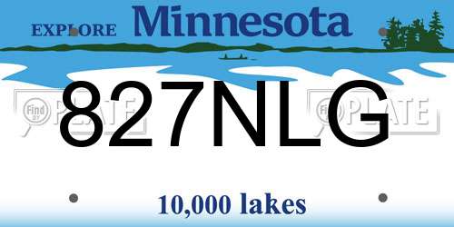 827NLG Minnesota License Plate