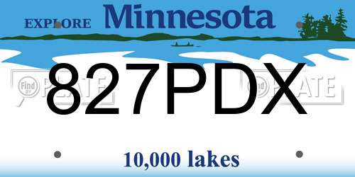 827PDX Minnesota License Plate