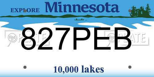 827PEB Minnesota License Plate
