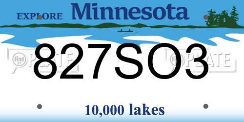 827SO3 Minnesota License Plate