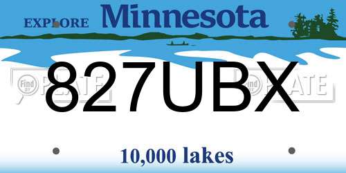 827UBX Minnesota License Plate