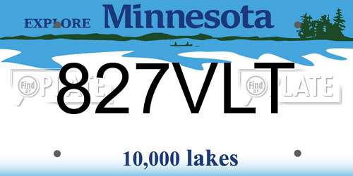 827VLT Minnesota License Plate