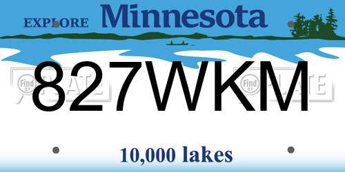 827WKM Minnesota License Plate