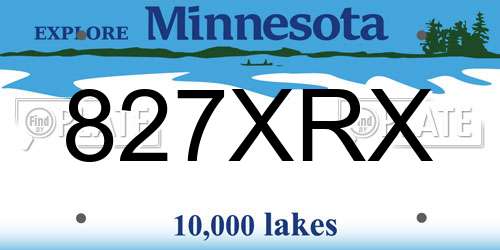 827XRX Minnesota License Plate