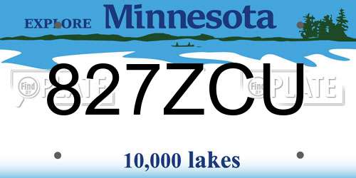 827ZCU Minnesota License Plate