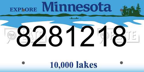 8281218 Minnesota License Plate
