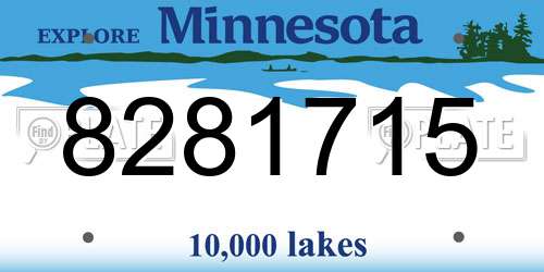 8281715 Minnesota License Plate