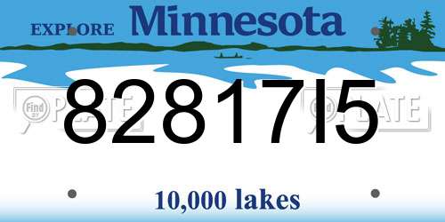 82817I5 Minnesota License Plate