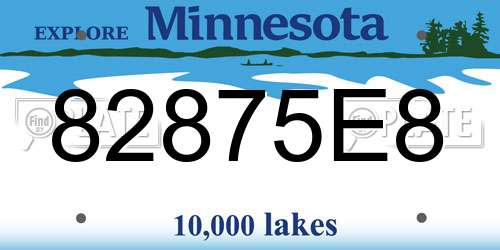 82875E8 Minnesota License Plate