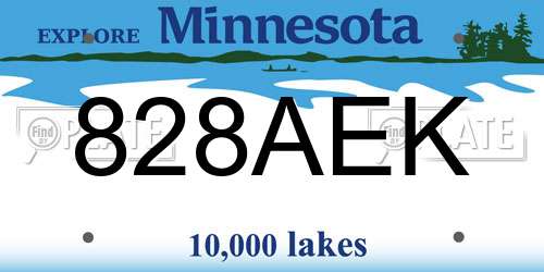 828AEK Minnesota License Plate