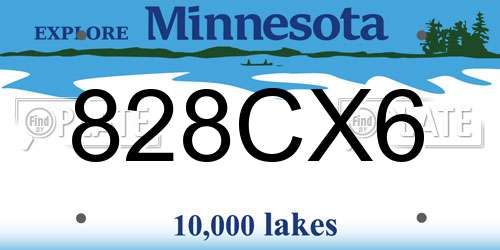 828CX6 Minnesota License Plate